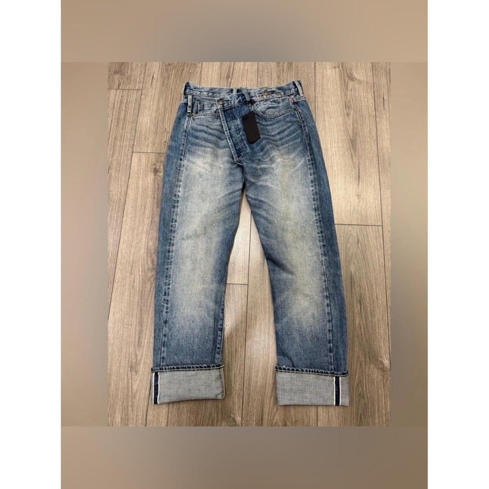 NWT R13 Cuffed Crossover Straight Leg Jeans JapaneseDenim ESTIN SELVEDGE BLUE 26